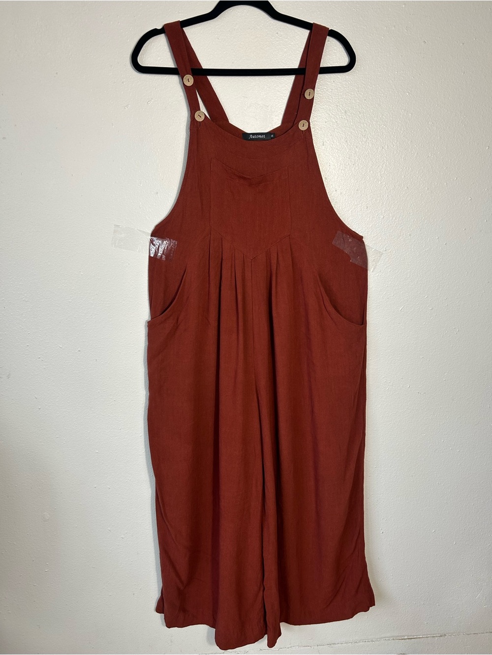 Wide Leg Jumper Overalls in Rust